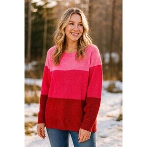 Torrid Women Sweater Colorblock  Pink Red Pullover Women's 2XL Soft